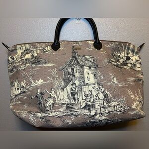 Pierre Deux Vintage French Country Bucket Tote Overnight Travel Bag Toile Print
